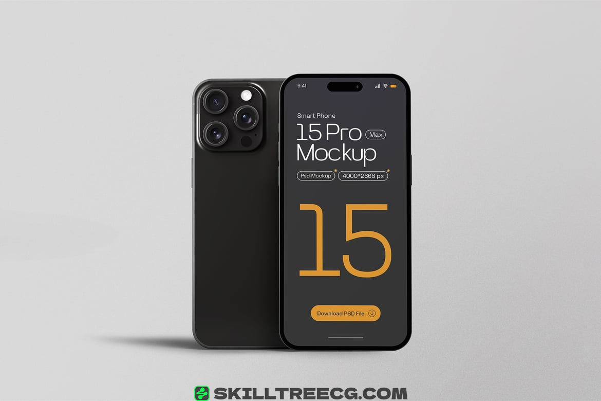 iPhone 15 Pro Max Screen Psd Mockup（338653）-技能树